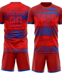 Custom Red Royal GeometricalPattern Soccer Jersey