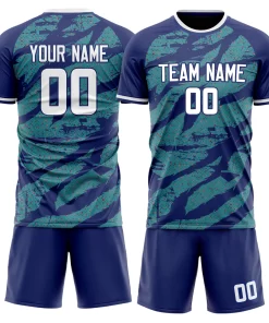 Custom Purple Green GeometricalPattern Soccer Jersey
