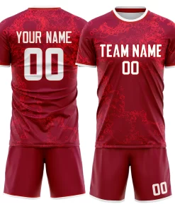 Custom Red White GeometricalPattern Soccer Jersey