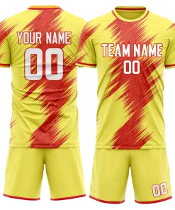 Custom Yellow Red GeometricalPattern Soccer Jersey